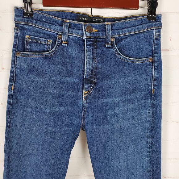 Veronica Beard Jeans Kate 10" Skinny Ankle Frayed Raw Hem Size 27 Blue Stretch - Picture 5 of 14